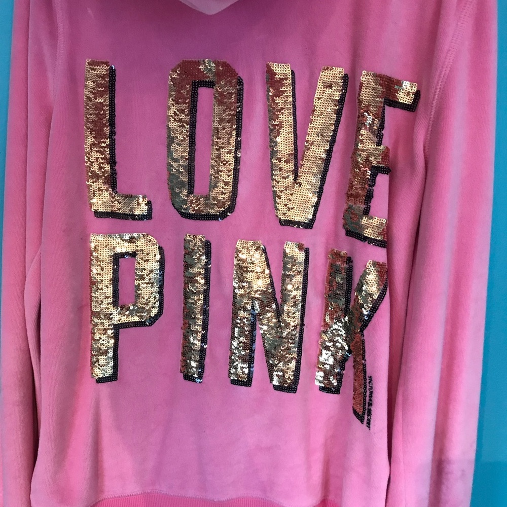 NWOT PINK velvet hoodie